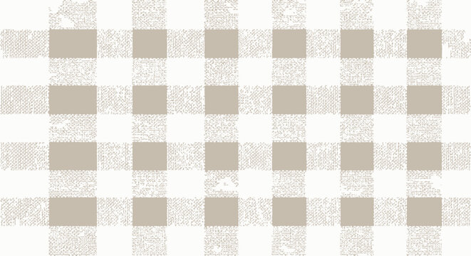 Rustic Gingham Checkered Fabric Pattern Background - Beige and White