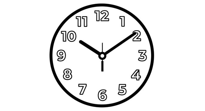 Analog clock face with black hands.
