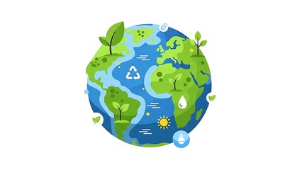 Fototapeta premium Eco Friendly Earth with Recycling Symbols and Greenery.