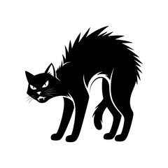 A black cat with a spiky back and an aggressive expression © Mst Sahera