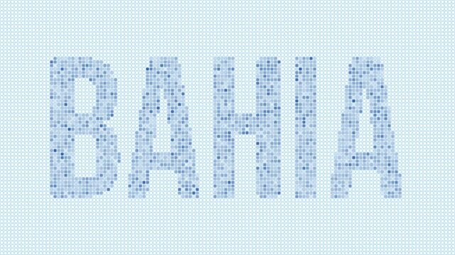 Bahia, Brazil dotted map animation. Digital style shape of the state. Bahia, Brazil shape and title dots appear with bulb flickering effect. Intro, outro, logo, title video.