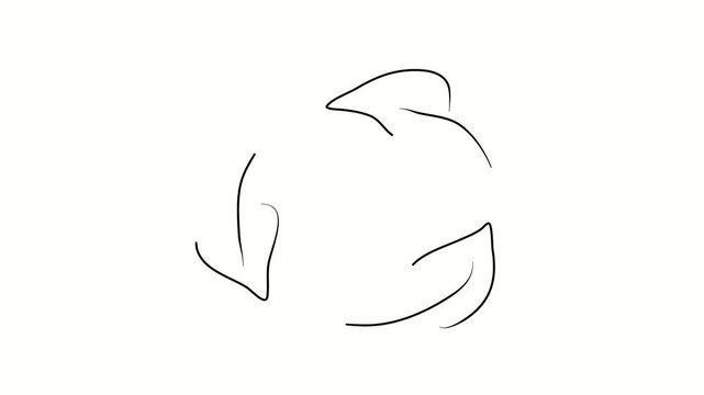 Leaves, plants, nature. Contour drawing, silhouett animation. Continuous line. Isolated on white. Video 4k object illustration self-drawing. Object construction. Minimalist continuous line drawing sil