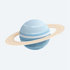 Fototapeta premium Captivating vector art depicting a cool-toned planet adorned with elegant rings, symbolizing the vastness of space
