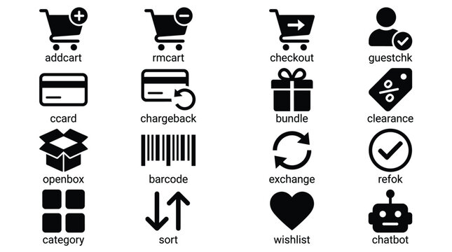 Set of 16 E-commerce Shopping Black Icons Vector