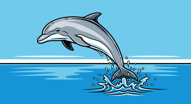Dolphin jumping out of water.