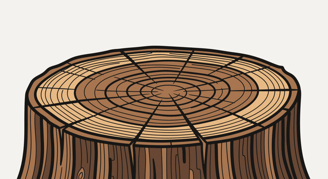Tree Stump Cross Section Illustration.