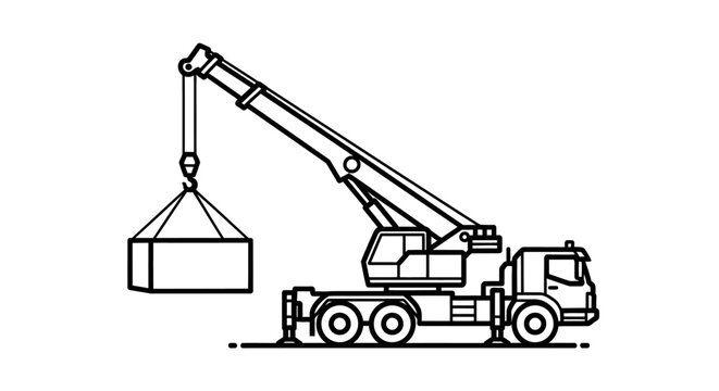 Truck with crane lifting a container.