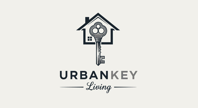 Urban key logo with house icon.