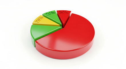 Fototapeta premium Red green and yellow pie chart with 20 percent segments