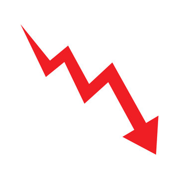 Red downward zigzag arrow indicating decline or decrease