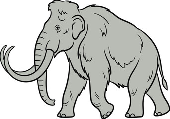 Obraz premium Woolly Mammoth Prehistoric Animal Line Art Illustration