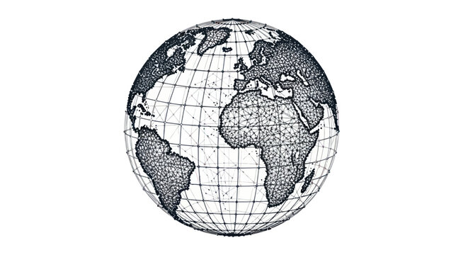 Wireframe Globe Earth Network Connection Digital Technology Abstract