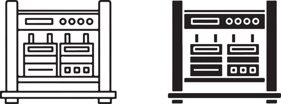 Black and white of computer server towers technology