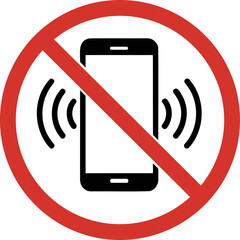 Mobile phone prohibited symbol on transparent background no calls allowed silent zone warning icon.