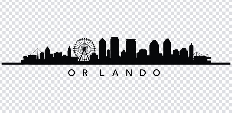 Vector illustration orlando city skyline with ferris wheel silhouette
