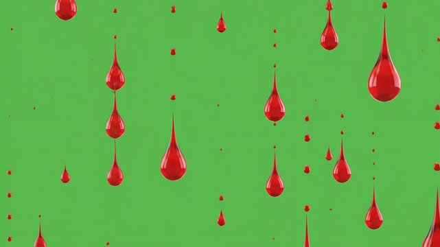 Red blood drops on green background.