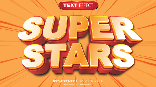 3d text effect super stars theme