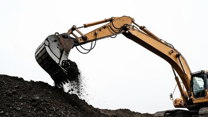 Heavy machinery excavator digging earth.