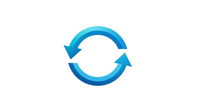 A blue circular arrow icon on a white background