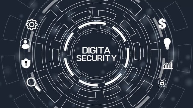 Cyber Digital security data protection business technology privacy concept.4k Animation.