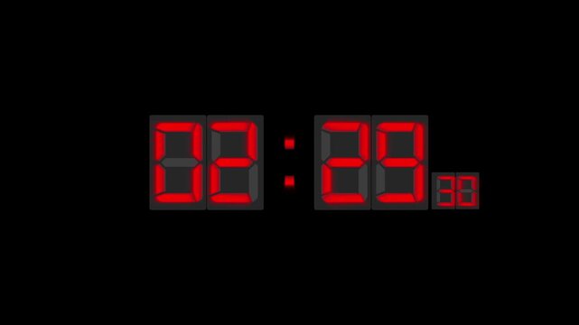 Digital clock display showing the timer in a glossy 3D seven-segment style on a black background. Perfect for themes like time management, alarm, productivity, digital interface, and UI/UX design.