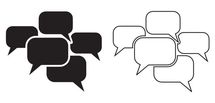 Black and white speech bubble icons arranged in a cluster