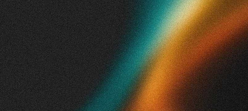 Dark grainy background, teal orange green black glowing noisy gradient, abstract vibrant noise texture backdrop for digital wallpaper, web banner, poster or website header design