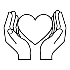 Fototapeta premium Hands Holding Heart Line Icon