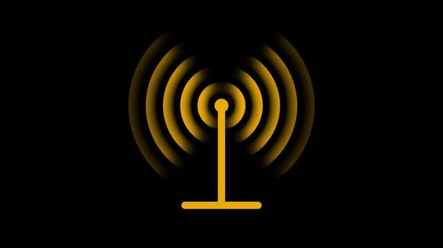 Wi-fi wireless internet network net connection icon logo wi-fi . technology wireless signal icon animation. 4k animation.