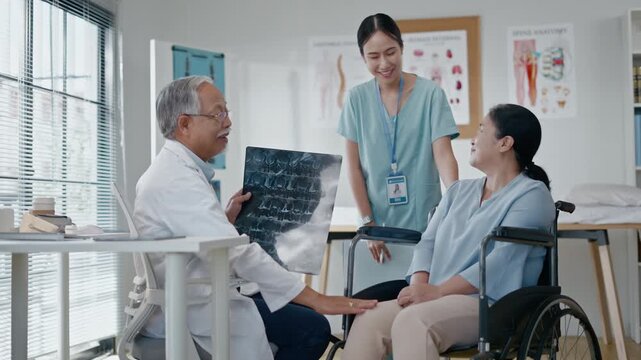 Asian professional doctor providers deliver consultation to senior woman patient.healthcare help,feedback or support,optimal wellness.medical with Asian doctor talking or speaking of test results