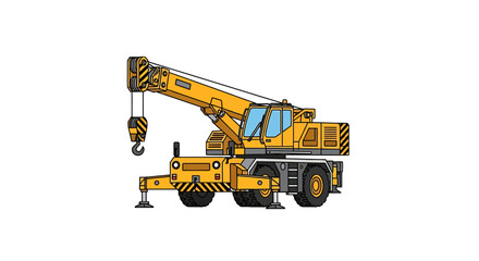 Obraz premium Detailed illustration of a yellow mobile crane in action, ready for heavy lifting tasks.