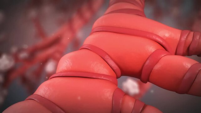 Asthma. Airway swelling. During breathing, airway inflammation triggers asthma&mdash;mucosal swelling and smooth muscle constriction narrow the airway, severely obstructing airflow, 3D animation.