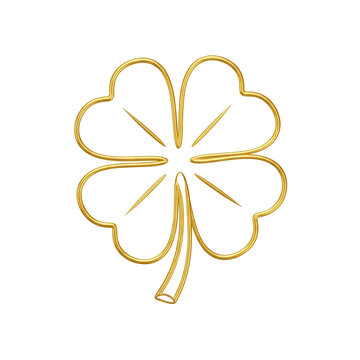 Golden outline of a fourleaf clover symbol of luck and fortune.