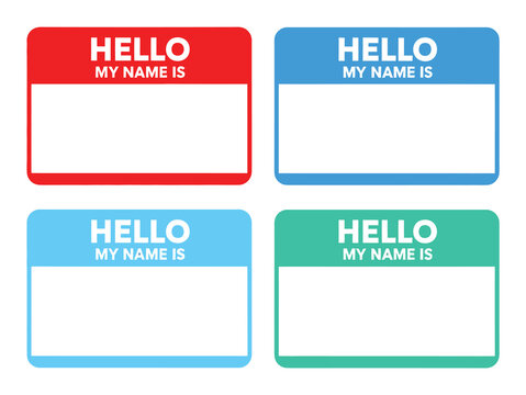 Hello my name is sticker tag vector, blank name label badge template for events, conferences, office identification, and personal name tag design