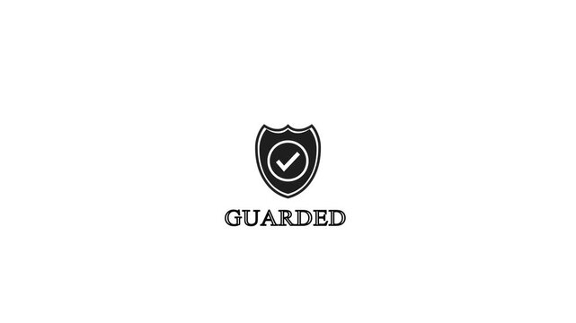 Black Shield Icon with Check Mark and GUAR Text on White Background security protection