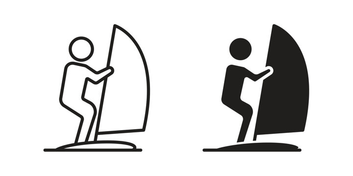 Windsurf icon in line design. icon for website design, mobile app, ui