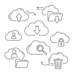 Fototapeta premium Cloud data storage icons