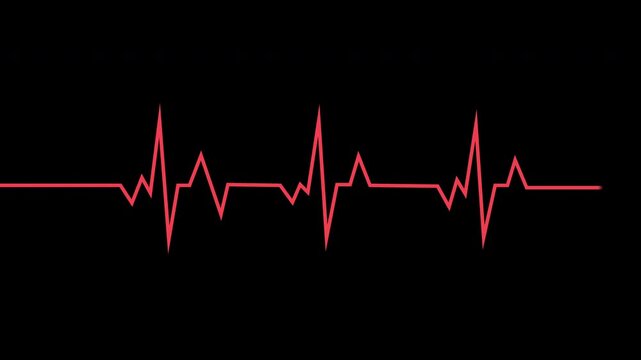 Heartbeat Ecg Monitor Pulse Line Loop Animation Red On Black Background