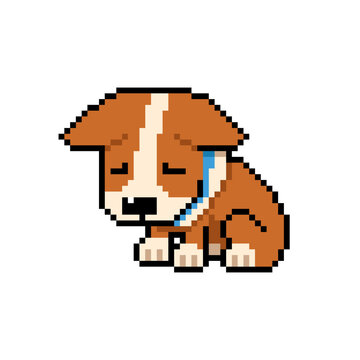 Pixel art a cute corgi dog vector in retro style