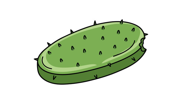 Green cactus pad illustration on black background