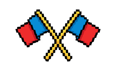Obraz premium Pixelated crossed flags illustration