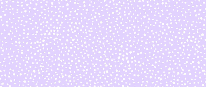Tiny lilac flower seamless pattern background. Cute lavender hand drawn ditzy floral repeated wallpaper. Vector romantic blossom motif for textile print, fabric swatch, dress pattern, wrapping paper