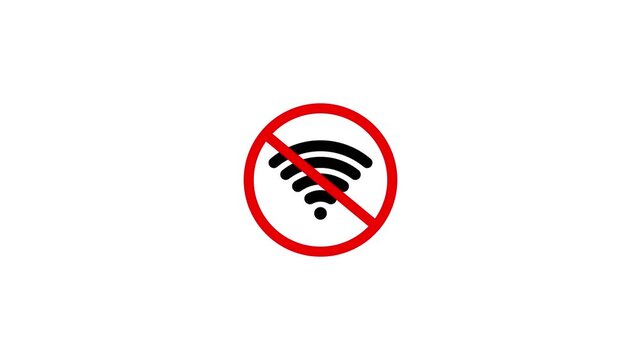 No internet connection icon animation. No Wi-Fi connection motion. Banned icon No wi-fi internet 4k video footage.