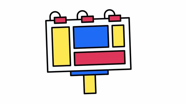 Billboard with rectangular shapes icon animation. Great for advertising design, marketing concepts, and urbanthemed projects needing a pop of color.