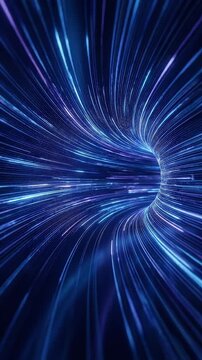 Abstract data flow big data visualization tunnel of blue light line curve futuristic digital speed motion technology energy sci fi concept neon light speed motion technology background