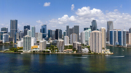 Obraz premium Miami city aerial view. Miami panorama with skyscrapers. Miami skyline near Brickell.