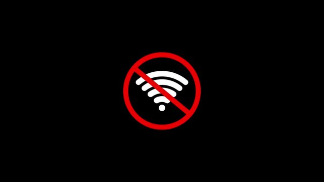 No internet connection icon animation. No Wi-Fi connection motion. Banned icon No wi-fi internet 4k video footage.