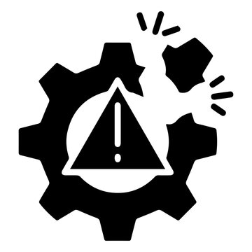 Broken gear icon with alert