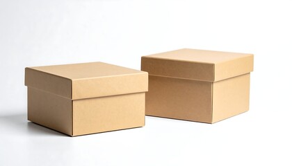 Fototapeta premium Blank cardboard boxes used in packaging, isolated on white background, gift box or paper concept