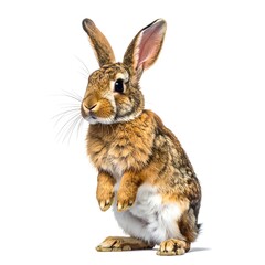 Obraz premium A brown rabbit with long ears and white underbelly